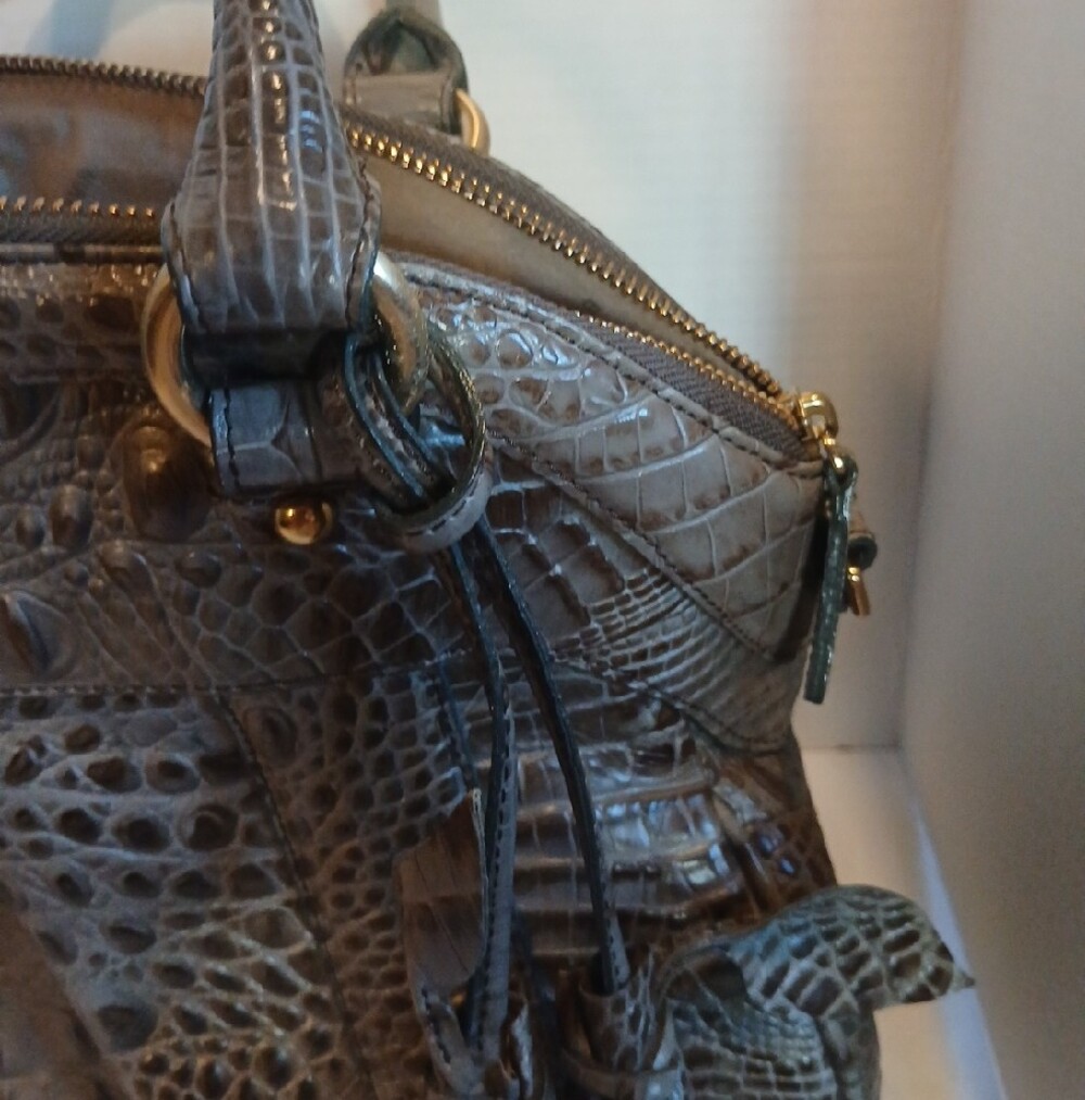 Brahmin Taupe Croc-Embossed Top-Handle Satchel - Picture 7 of 9